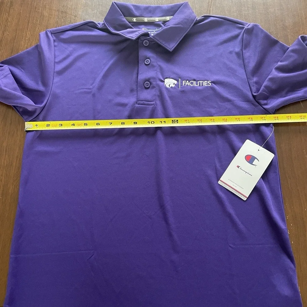 Kansas State KState Golf Polo‎ Shirt Mens Champion Embroidery Logo Purple Medium